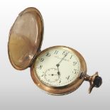 An early 20th century continental gold plated full hunter pocket watch,