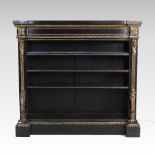 A good quality 19th century ebonised dwarf open bookcase,