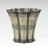 A 20th century Danish silver vase, of lobed tapered shape,