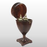 A good quality Sheraton revival mahogany, boxwood and ebony strung decanter box,