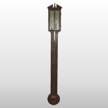 A late George III mahogany cased stick barometer, the silvered dial signed Ronchetti, Manchester,
