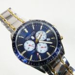 A Lebelle & son sport gentleman's steel cased wristwatch, having a signed blue dial,