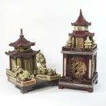 An early 20th century Chinese two colour carved hardstone model of a pagoda,