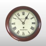 A 19th century mahogany cased dial clock, of small proportions,