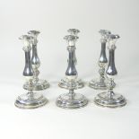 A set of six late 20th century Danish silver table candlesticks, each of baluster shape,