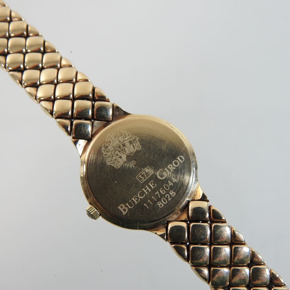 A Bueche-Girod 9 carat gold ladies wristwatch, the signed white dial with Roman hours, - Image 6 of 7