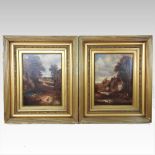 English school, (19th century), pair of landscape scenes, oil on canvas,