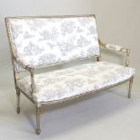 A 19th century Swedish carved, parcel gilt and painted sofa,