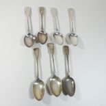 A collection of five Georgian silver table spoons, various dates and makers, 23cm long,