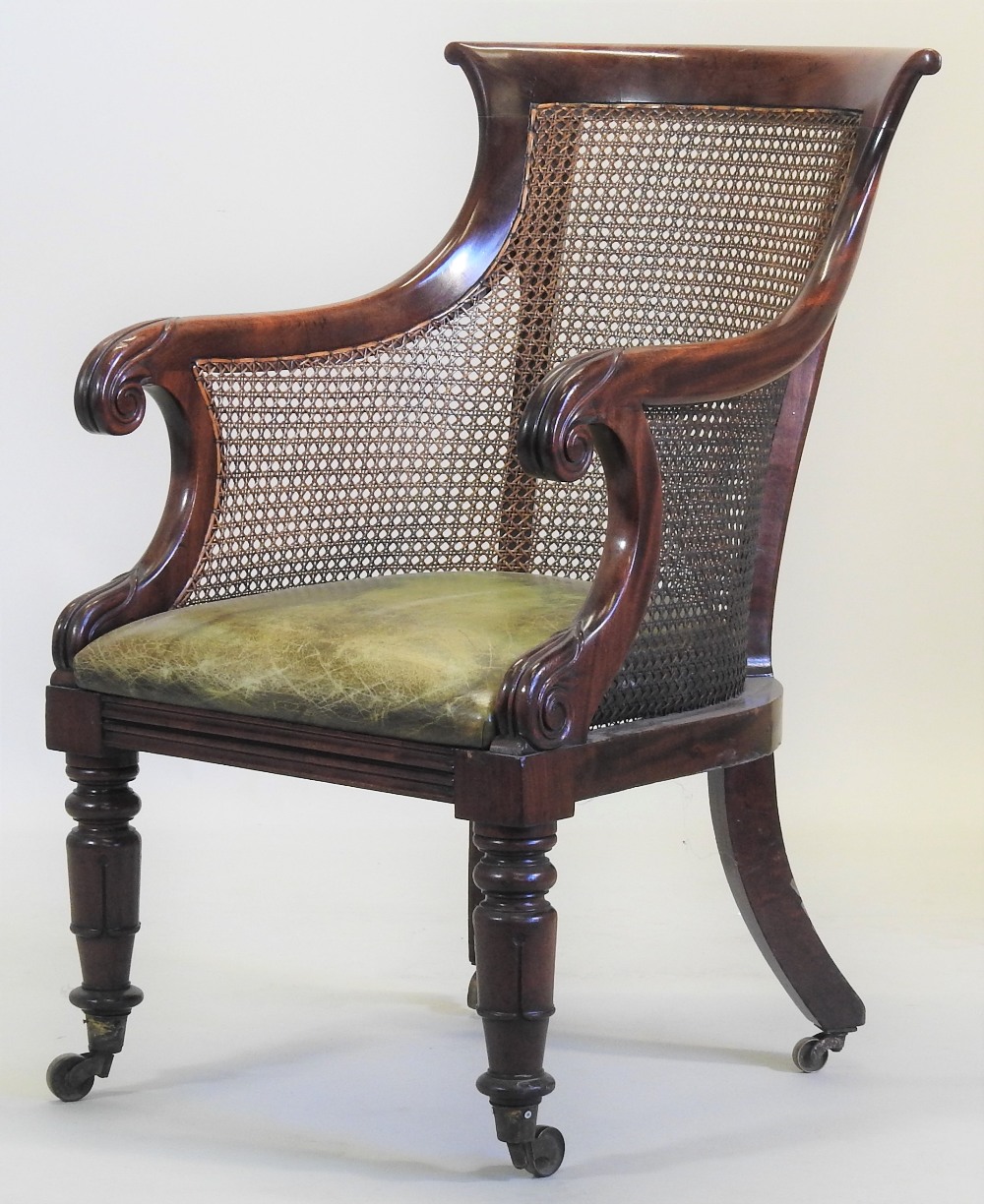 A late Regency carved mahogany single cane bergere armchair, - Image 3 of 11