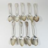 A set of six George III silver fiddle pattern table spoons, by William Chawner, London 1817,