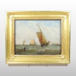 William Calcott Knell, (1830-1880), seascape with boats sailing, signed and dated 1876,