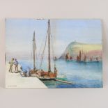 Charles Auty, (early 20th century), Port Erin and Bradda Head, signed, watercolour, 26 x 37cm,