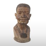 An African carved hardwood portrait bust, of a man, signed Norman Chopotercra and dated 99,