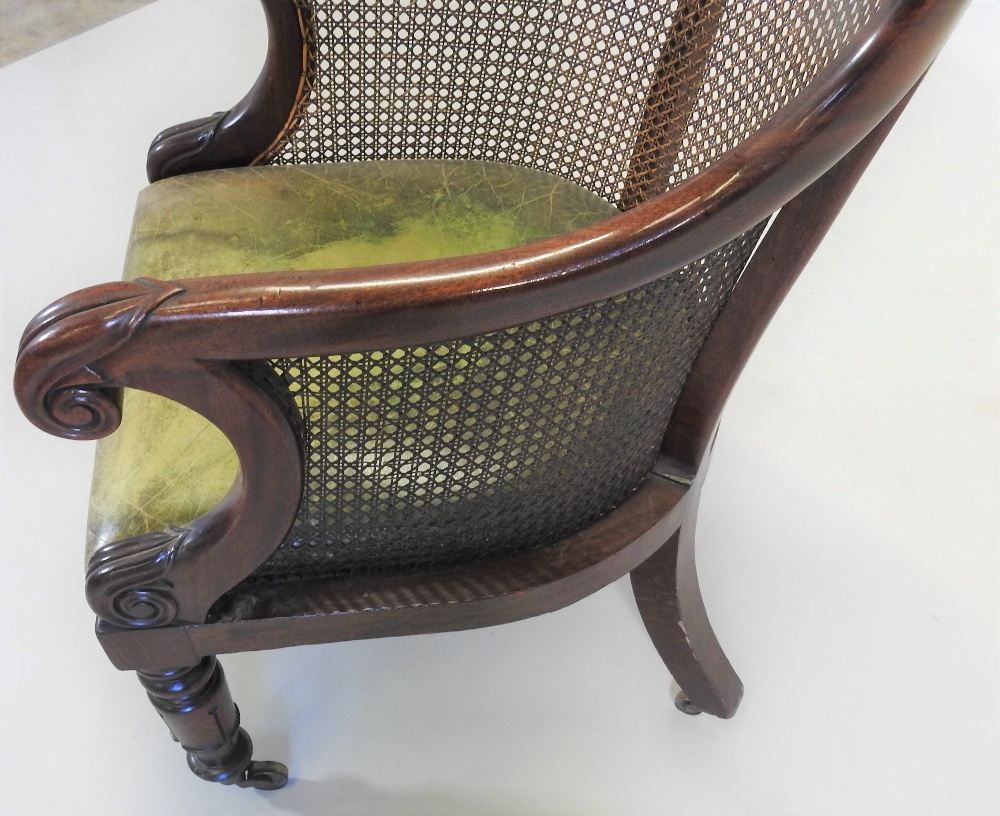A late Regency carved mahogany single cane bergere armchair, - Image 4 of 11
