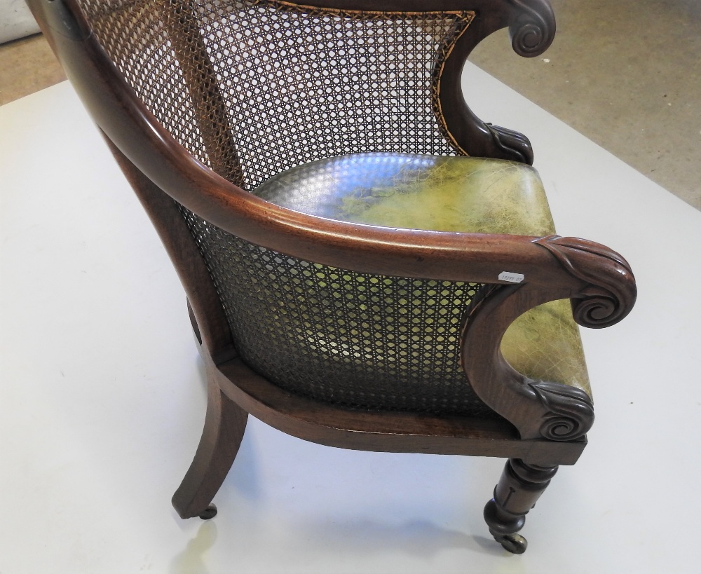 A late Regency carved mahogany single cane bergere armchair, - Image 6 of 11