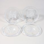 A set of four Belgian Val St Lambert crystal coasters, each of dished circular shape,