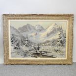 Laszlo Neogrady (1896-1962), Russian school, winter mountain scene, signed indistinctly,