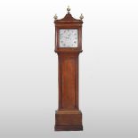 An 18th oak cased longcase clock, of local interest, the silvered dial with Roman hours,