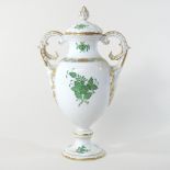 A Herend porcelain twin handled vase and cover, of urn shape,