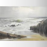 Denis J McDowell *ARR, (1926-1990), 'Foaming Seas', McDaniels beach, Co Wicklow, signed,