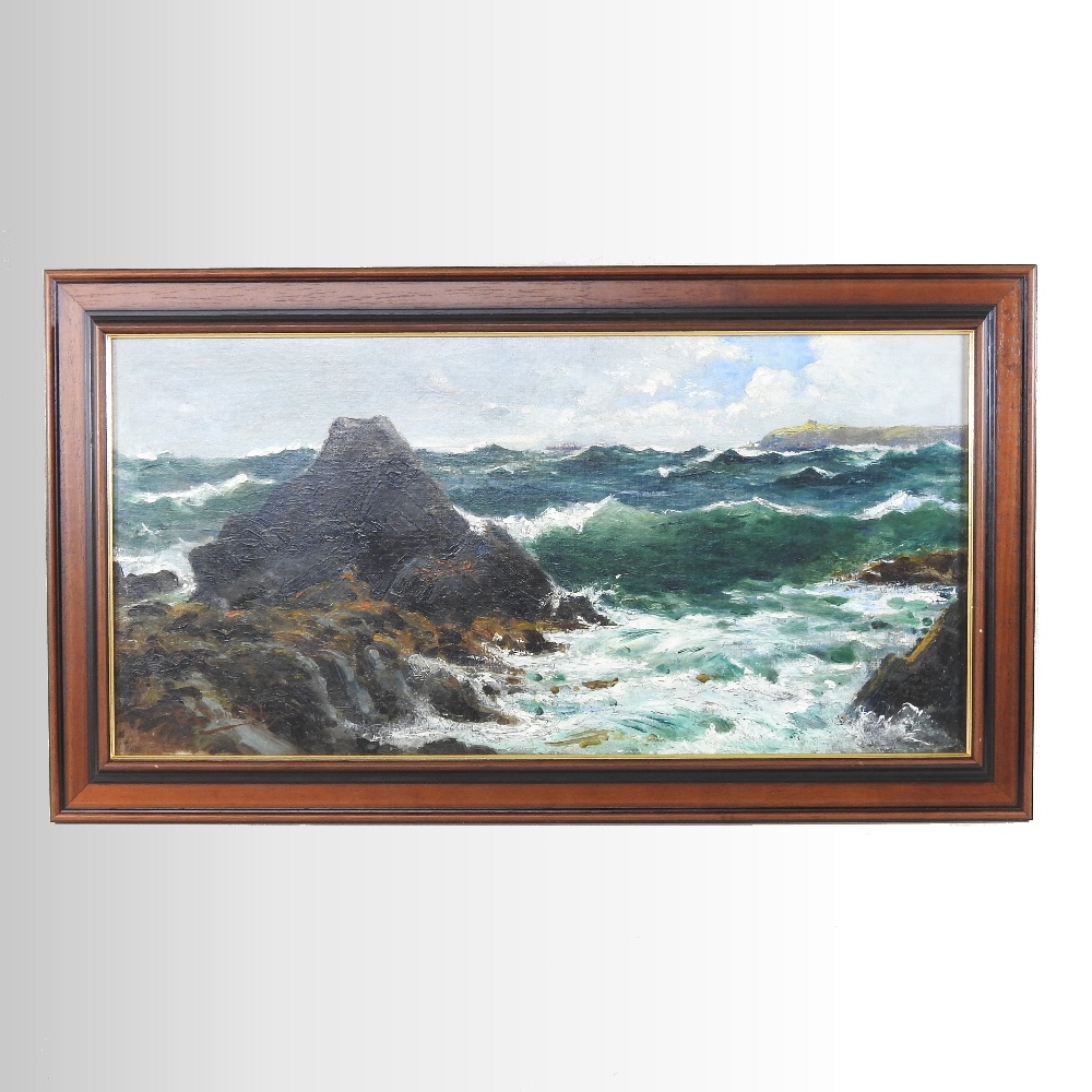 Edward Christian Quayle *ARR, (1872-1946), rocky coastal scene on Fort Island, signed,