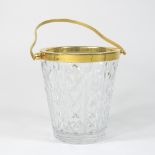 A Val St Lambert Belgian crystal ice bucket, of tapered shape, with cut glass decoration,