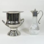 A silver plated wine cooler, of campana shape, 25cm high,
