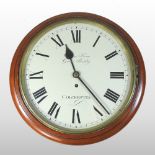 A 19th century mahogany cased dial clock, the eleven inch painted dial with Roman hours,