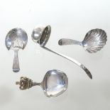 A George III silver caddy spoon, with a shell shaped bowl, London 1792, 8cm long,