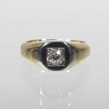 An 18 carat gold gentleman's diamond set ring, approximately 0.