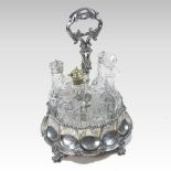 An ornate Victorian silver plated cruet stand,