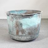 A large 19th century verdigris copper copper, of circular tapered shape,