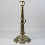 A 19th century Eastern cast brass table cannon, converted to a table lamp,