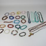 A collection of costume jewellery, to include a malachite bead necklace,