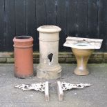 A glazed chimney pot, 68cm high, together with another and an antique toilet, by Farringdon, London,