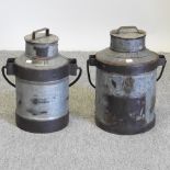 A milk churn, together with another,