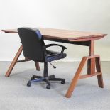 A Team 7 Austrian black walnut adjustable office desk, 161cm,