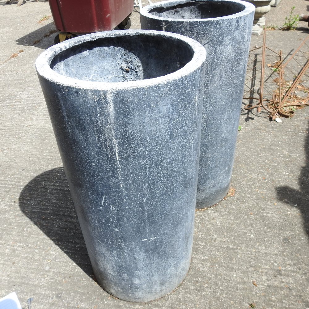 A pair of cylindrical garden planters, - Image 3 of 6