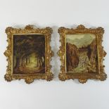 Continental school, early 19th century, a woodland, oil on metal, together with a waterfall, a pair,