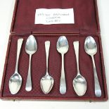 A set of six silver teaspoons, with bright cut decoration, by Hester Bateman, London,