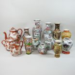 A collection of oriental porcelain vases,