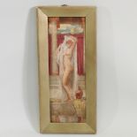 Pre-Raphaelite school, late 19th century, a nude before a window, oil on board,