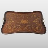 A 19th century mahogany and satinwood marquetry butler's tray,