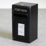A black GPO style painted metal postbox,
