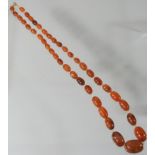 A large amber coloured bead necklace,