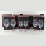 A of six Riedel crystal Vinum Chardonnay, 23cm high and six Vinum Syrah wine glasses, 20cm high,