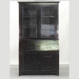 A late 19th century ebonised bureau bookcase,