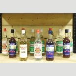 A collection of bottles of spirits,