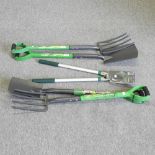 A garden fork and spade set,